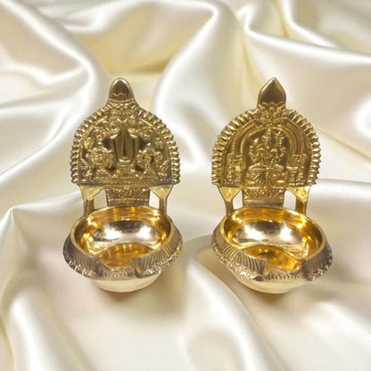 SacredFig Ashtalakshmi Diya Set | Brass Oil Lamps for Auspicious Décor
