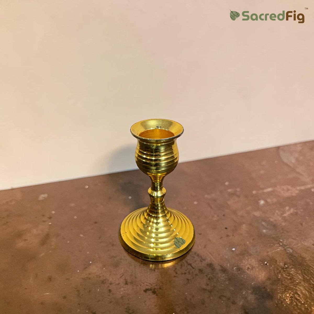 Candle Holder with Intricate Spiral Design - Gold Finish | 3.7 in