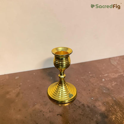 Candle Holder with Intricate Spiral Design - Gold Finish | 3.7 in