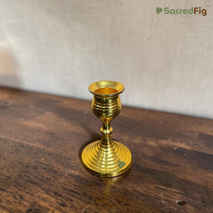 Candle Holder with Intricate Spiral Design - Gold Finish | 3.7 in