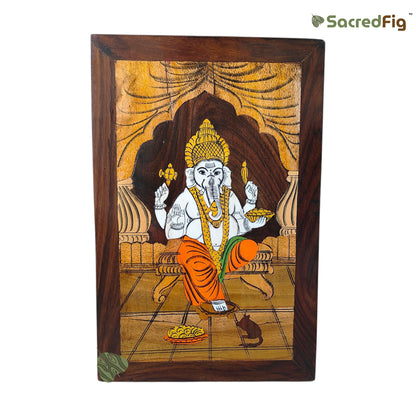 Handcrafted Wooden Ganesha Inlay Wall Art