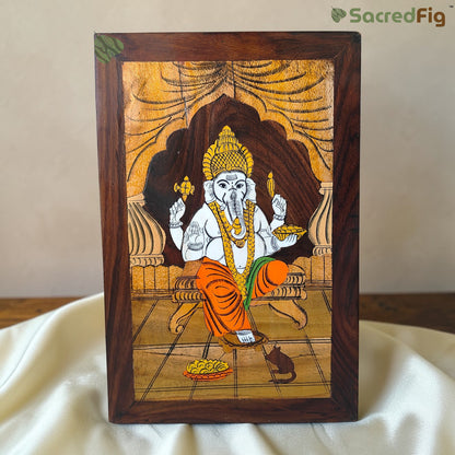 Handcrafted Wooden Ganesha Inlay Wall Art