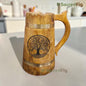 SacredFig Wooden Mug (500ml) – Tree of Life Engraving with Golden Strips | Handcrafted Large Rustic Mug
