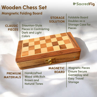 SacredFig Wooden Chess with Magnetic Board | S, M, L sizes