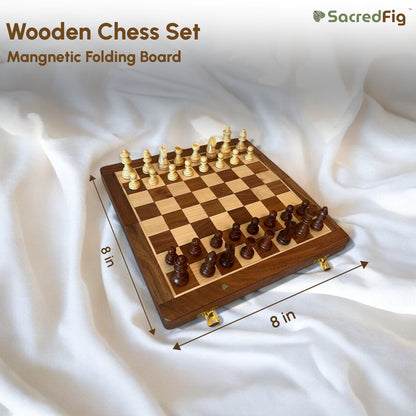SacredFig Wooden Chess with Magnetic Board | S, M, L sizes