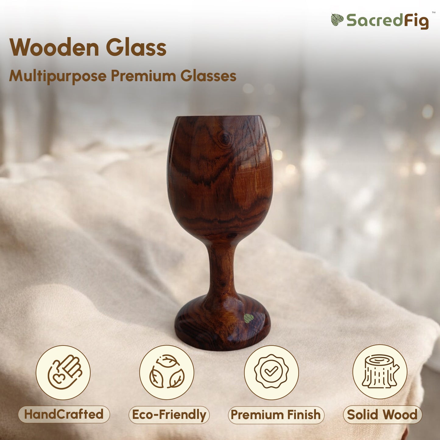 Wooden Glass in Sheesham Wood | Cup for Home & Kitchen (Set of 2)