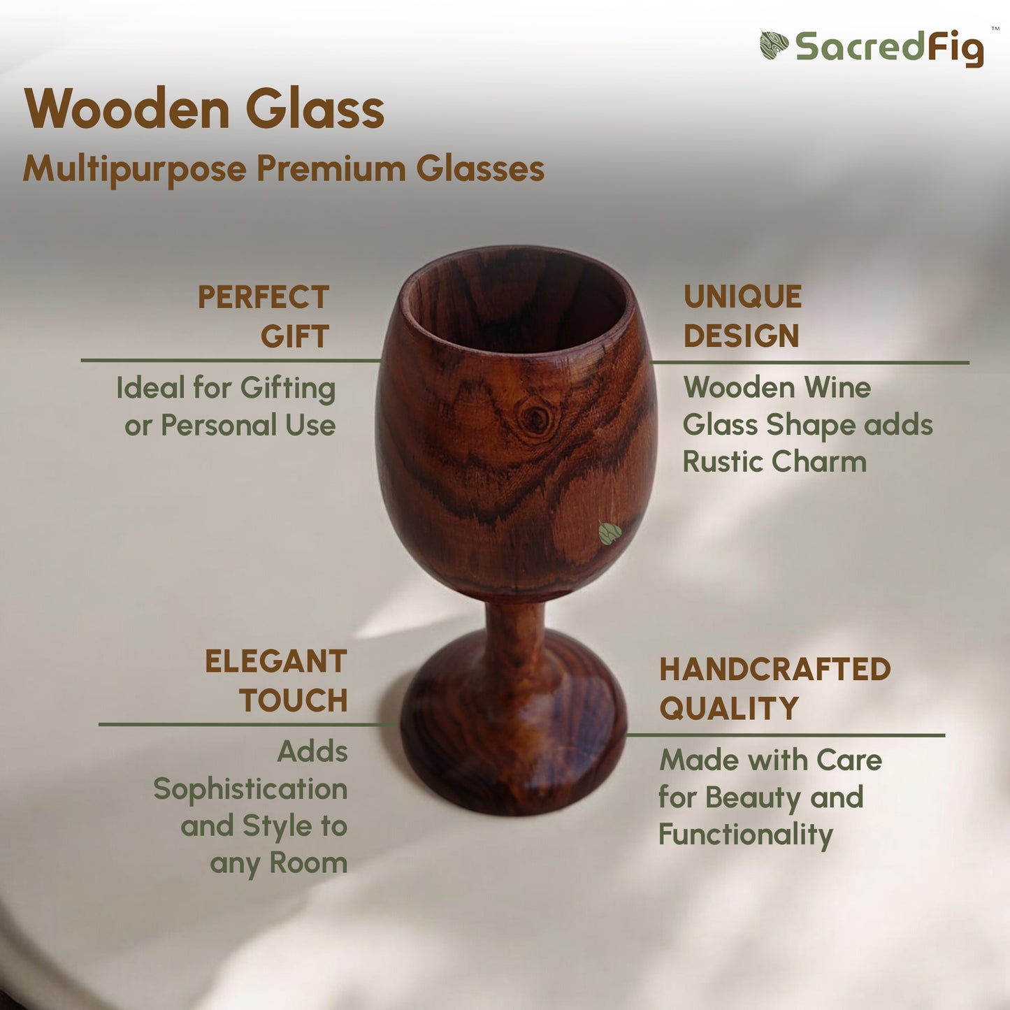 Wooden Glass in Sheesham Wood | Cup for Home & Kitchen (Set of 2)