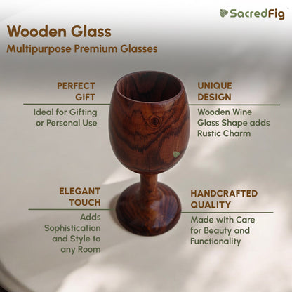 Wooden Glass in Sheesham Wood | Cup for Home & Kitchen (Set of 2)