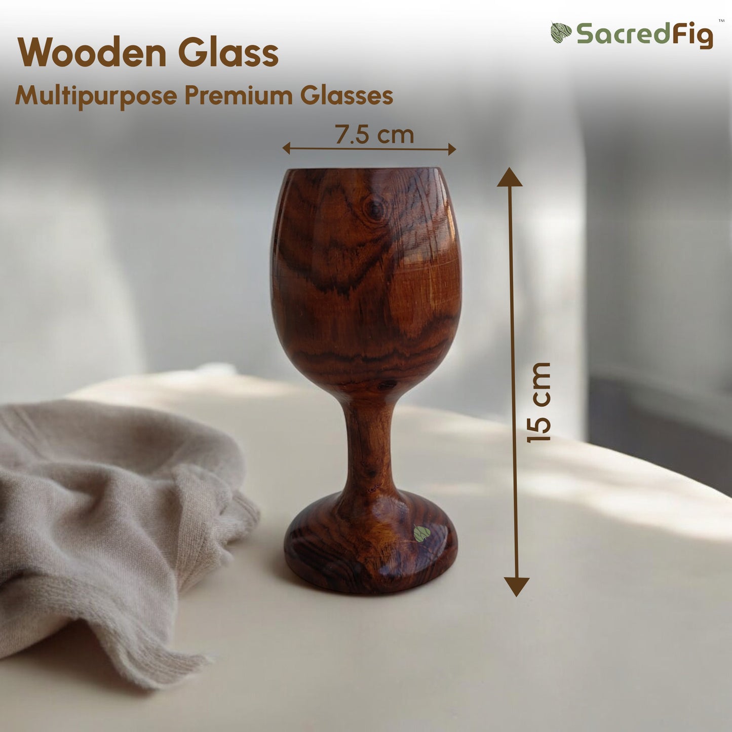 Wooden Glass in Sheesham Wood | Cup for Home & Kitchen (Set of 2)