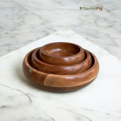 ScaredFig Premium Italian Serving Bowls| Made of Acacia Wood | S,M,L Sizes