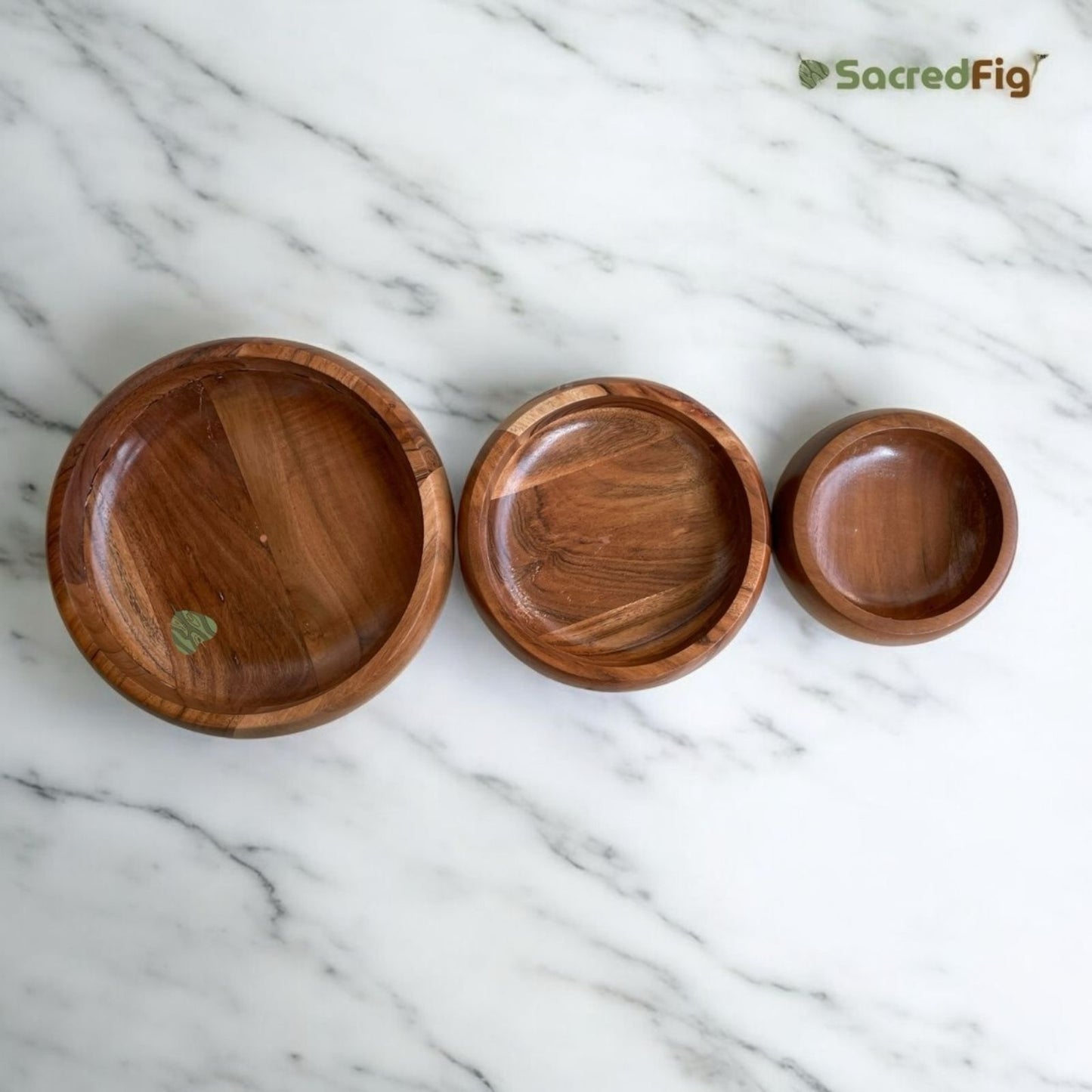 ScaredFig Premium Italian Serving Bowls| Made of Acacia Wood | S,M,L Sizes