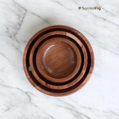 ScaredFig Premium Italian Serving Bowls| Made of Acacia Wood | S,M,L Sizes