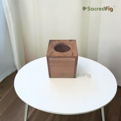 SacredFig Acacia Wood Tissue Holder Box Cubical Tissue Box | 6 x 6 In
