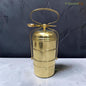 SacredFig Brass Tiffin Box with Kalai – 3 Tier Lunch Carrier with Stand Lock (13.5 Inches)