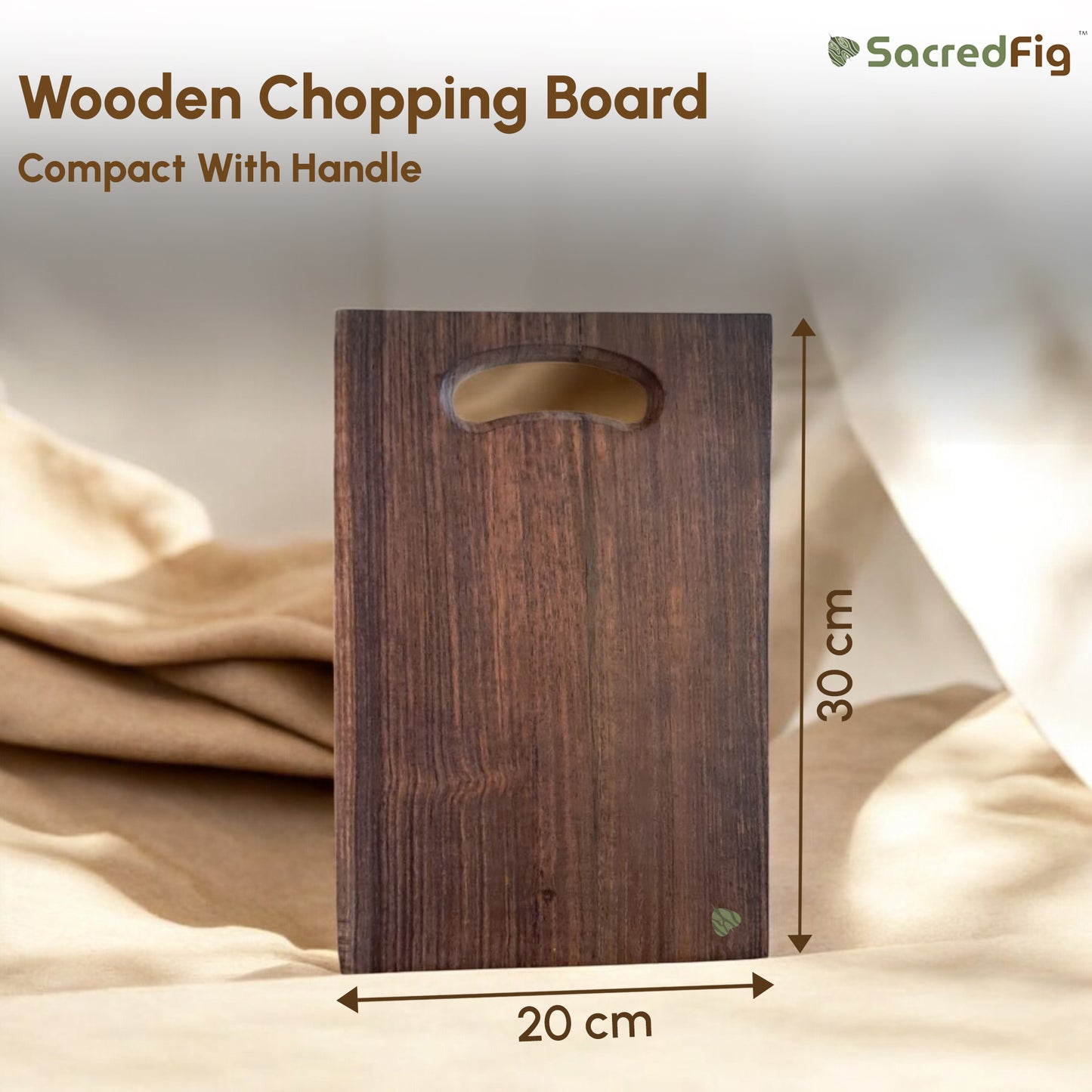 SacredFig Sheesham Wood Chopping Board | High quality solid wood chopping board | 12 × 8 in
