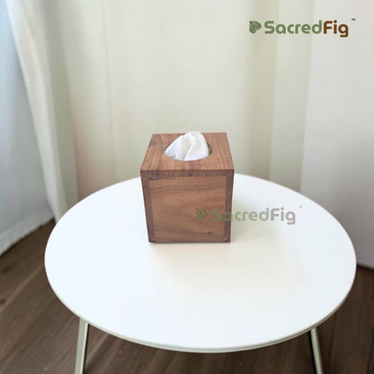 SacredFig Acacia Wood Tissue Holder Box Cubical Tissue Box | 6 x 6 In