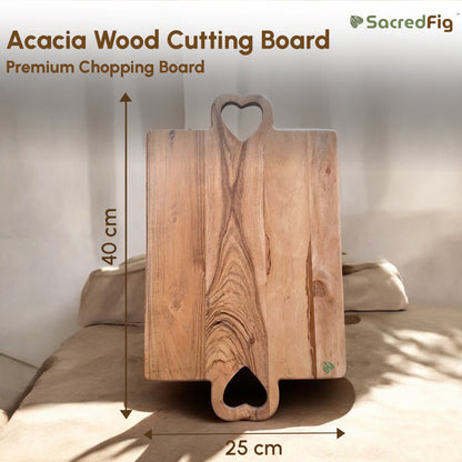 SacredFig Acacia Wood Chopping Board | High quality solid wood Cutting Board | S 16 in | L 19 in