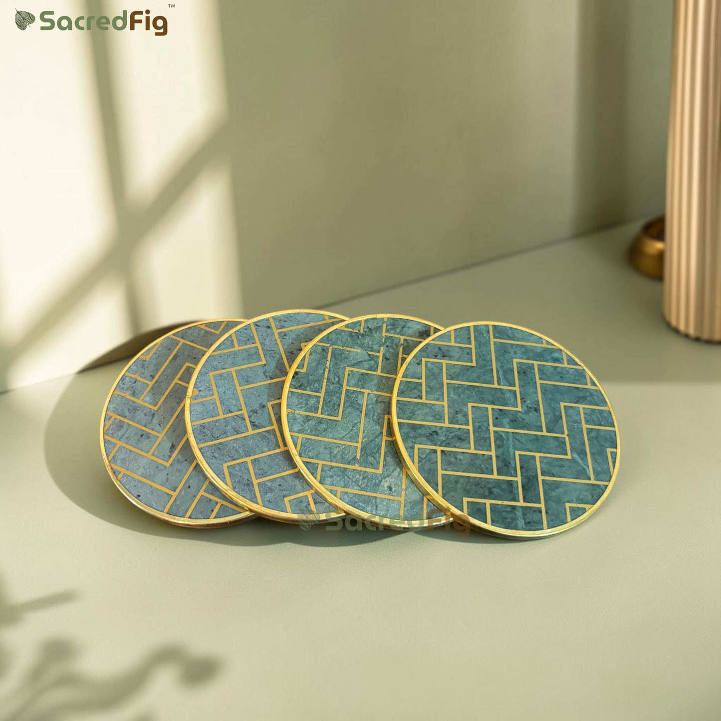 SacredFig Geometrica Marble Coaster