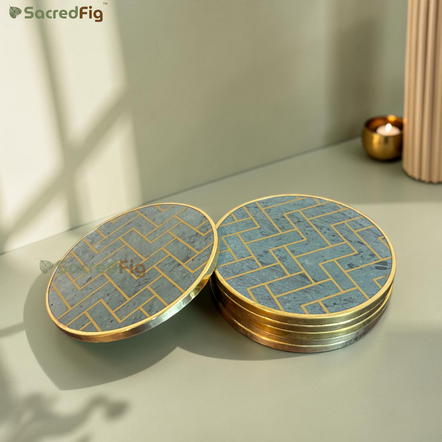 SacredFig Geometrica Marble Coaster