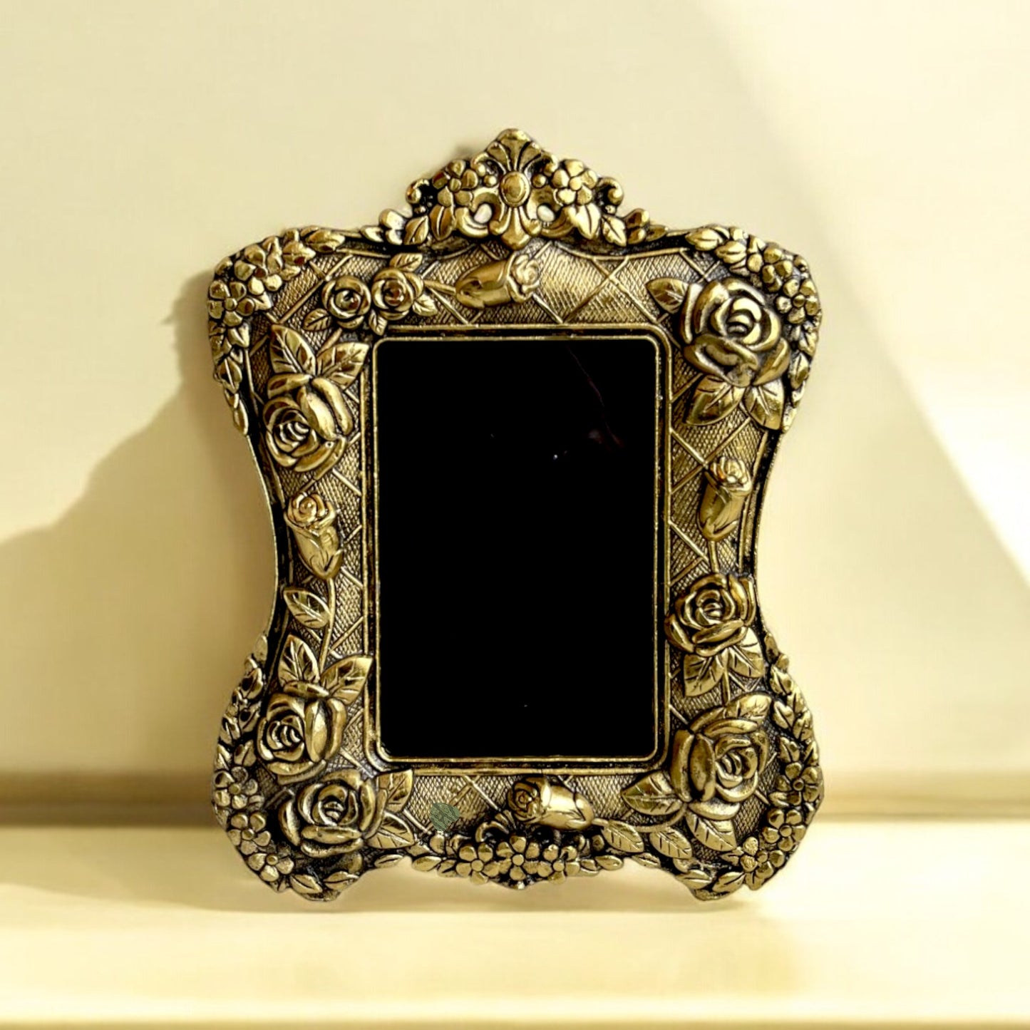Brass Photo Frame in Floral Design by SacredFig | 10 × 7 in