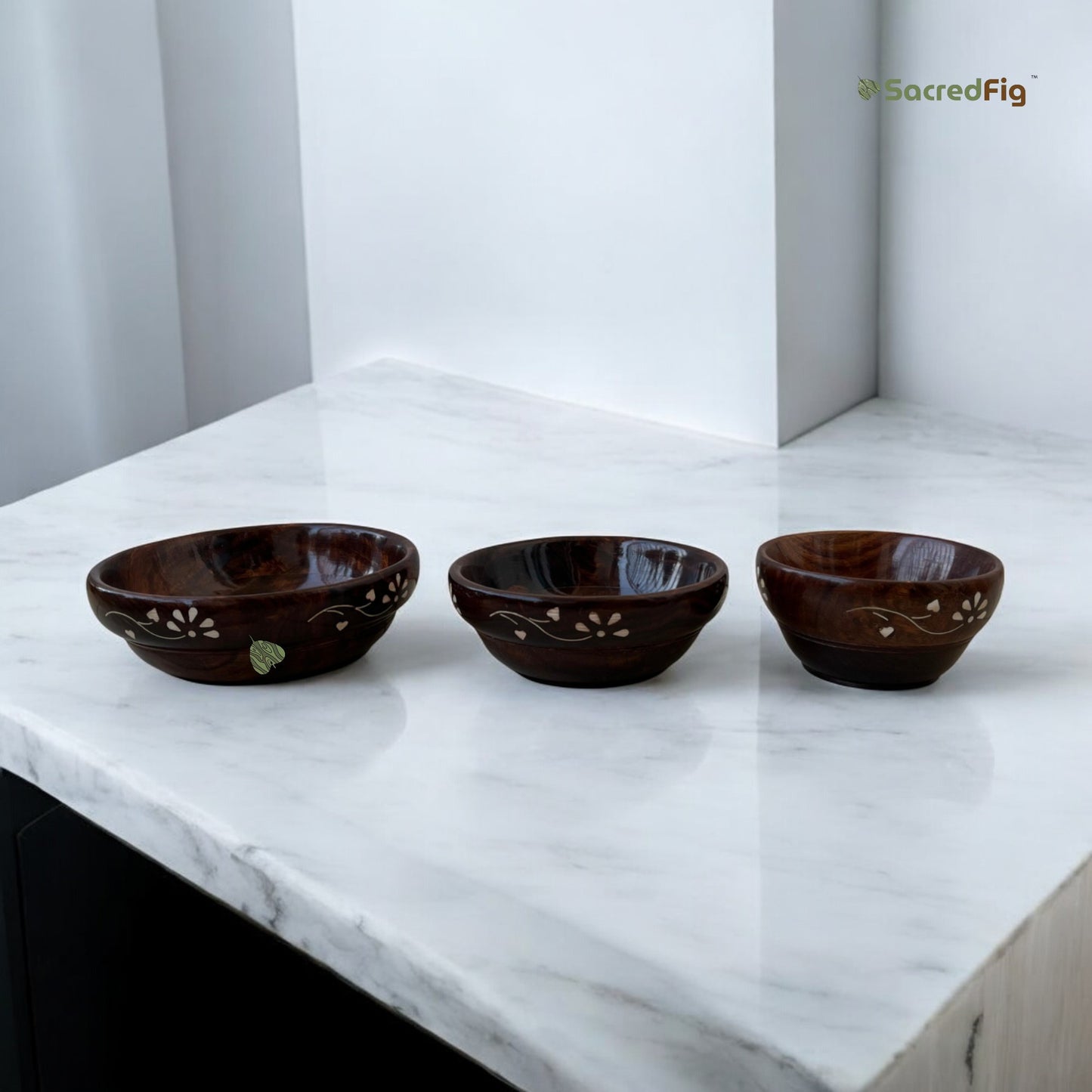 ScaredFig Bowl Set| Inlaid Work Bowl Set| Set of 3