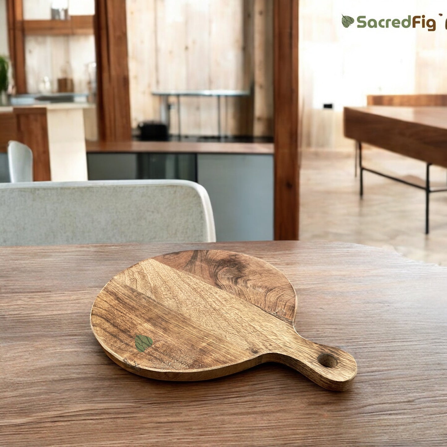SacredFig Pizza Platter cum Chopping Board| Round Mango Wood Platter| Perfect for Serving | 9×9 in Sizzlers