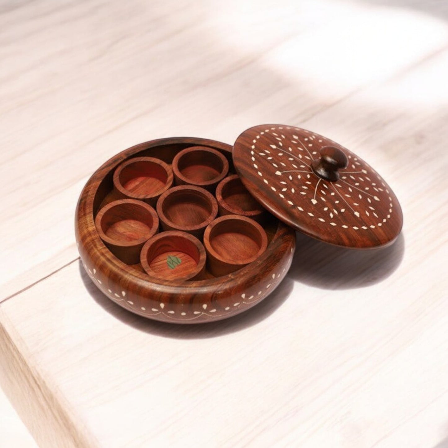 Premium Masala Box with Inlay Work | 9 in (d)