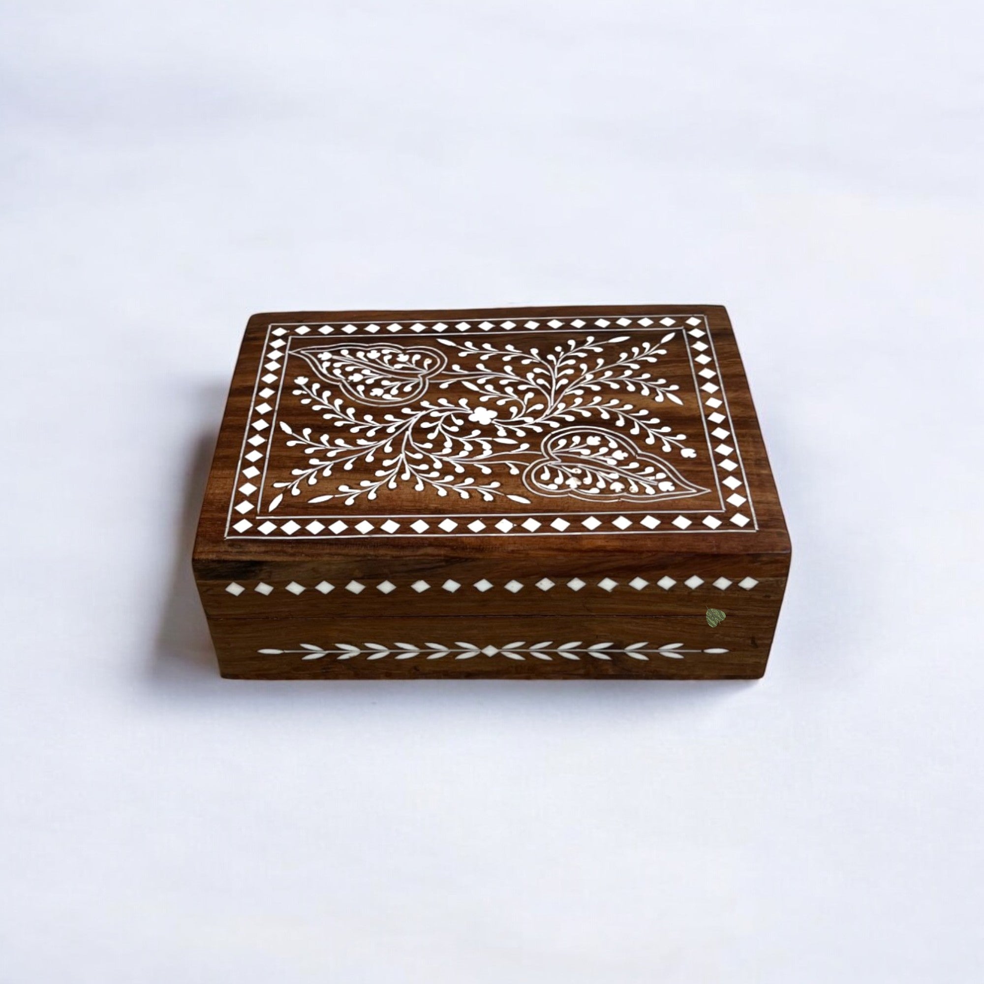Leaf Design Wooden Decorative Box | Premium Decor by SacredFig | 8×6 i