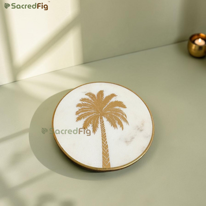 SacredFig Palm Marble Coaster