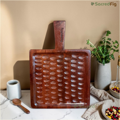 SacredFig Grove Mango Wood Serving Board & Platter with Handle