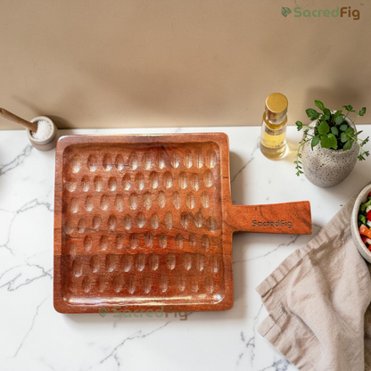 SacredFig Grove Mango Wood Serving Board & Platter with Handle