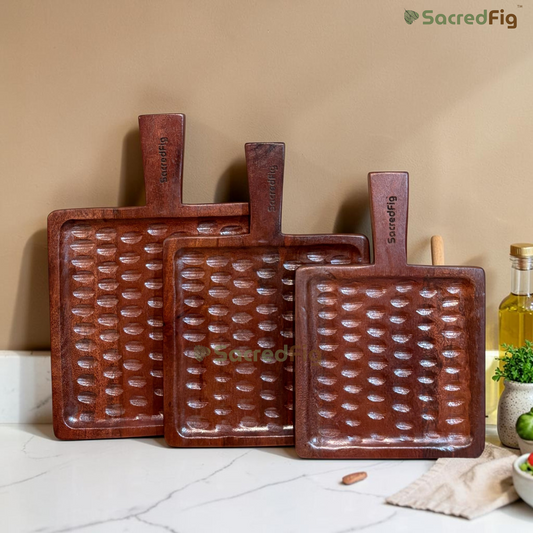 SacredFig Grove Mango Wood Serving Board & Platter with Handle