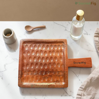 SacredFig Grove Mango Wood Serving Board & Platter with Handle