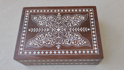 Premium Decorative Box with White Inlay | Decor by SacredFig | 8×6 in