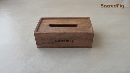 SacredFig Wooden Tissue Holder Box | Napkin Holder |Premium Minimalistic Design | Ideal for Office & Home use|9×5 in
