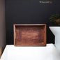 SacredFig Serving Tray| Rectangular Wood Carving Tray| Great for Serving Drinks and Snacks| 12 × 8 in