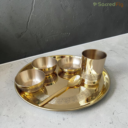 SacredFig  – Ritual Legacy Series | Brass Thali Set (6 Pieces)