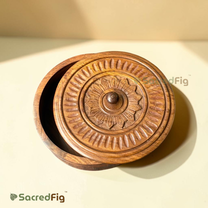 Handcrafted Sheesham wood dry fruit box by SacredFig
