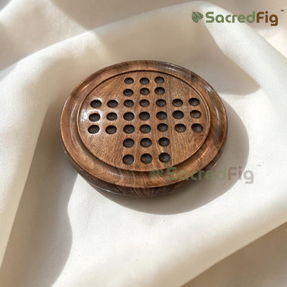 SacredFig Sheesham Wood Brainvita Game | Premium Crafted Solitaire Board with Marbles | Classic Strategy Puzzle for Kids & Adults