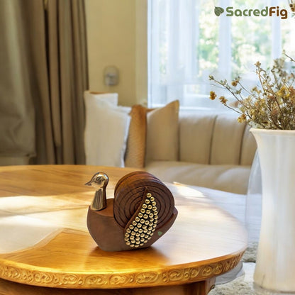 Wooden Coaster Set Bird with Wings | GoldenWings