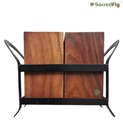 SacredFig Desk Organizer| Wooden Organizer| 2 Compartment Organizer| 5 × 6 in