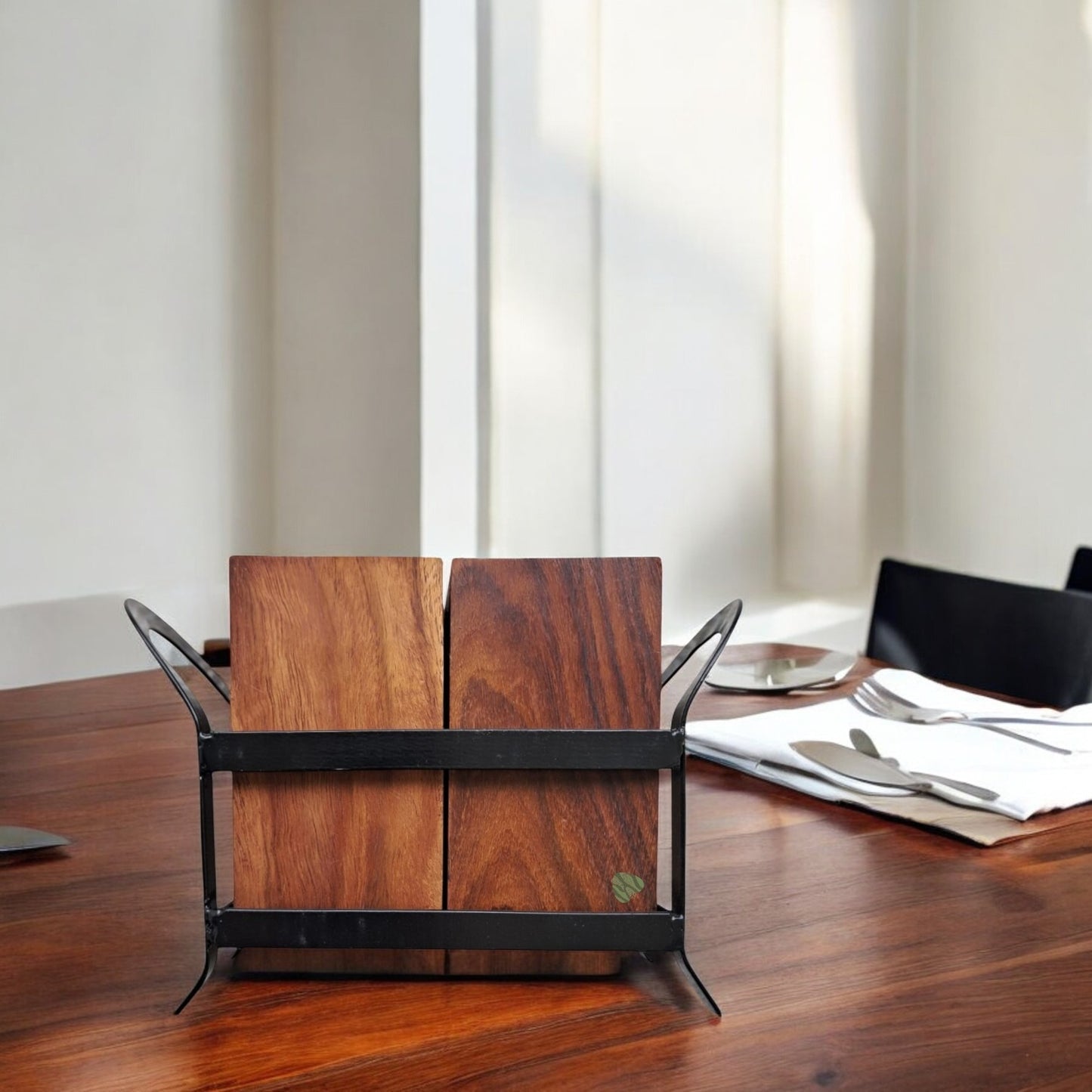 SacredFig Desk Organizer| Wooden Organizer| 2 Compartment Organizer| 5 × 6 in
