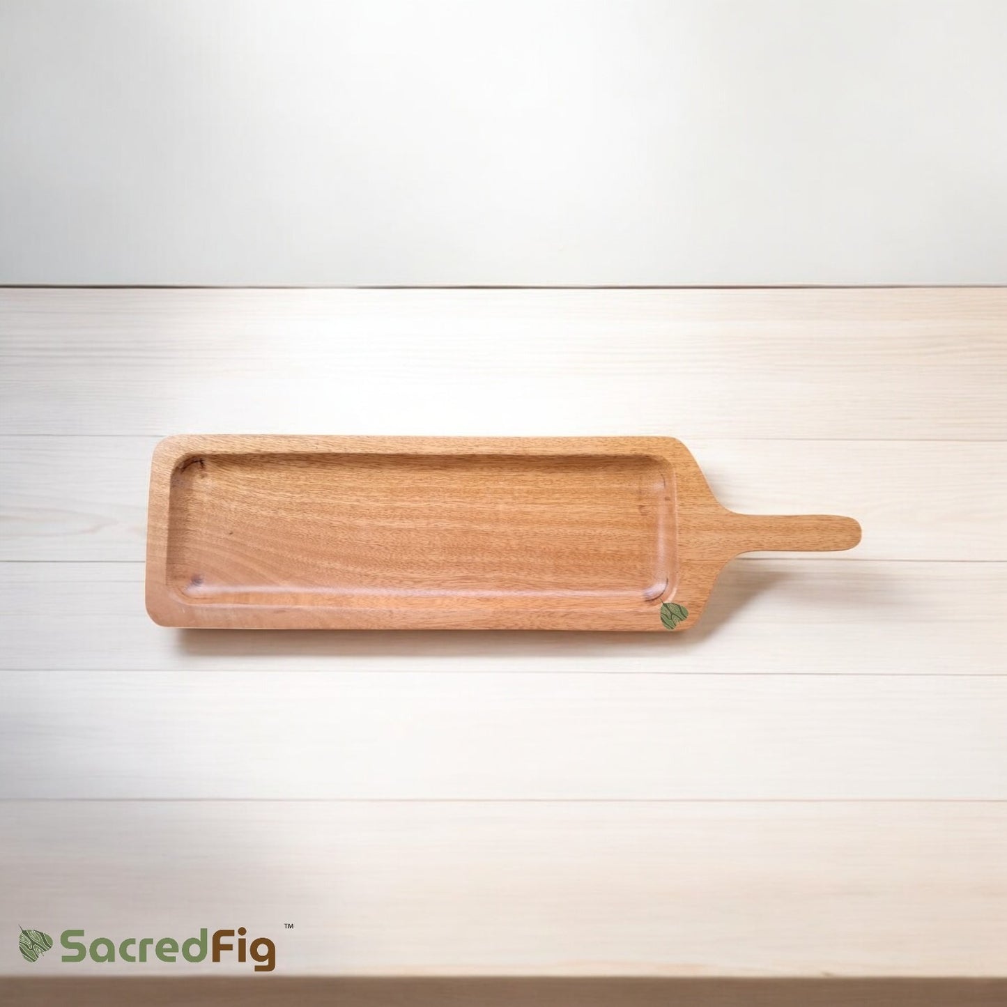 SacredFig Neem Wood Long Platter| Serving Wooden Platter| 15.5×5 in
