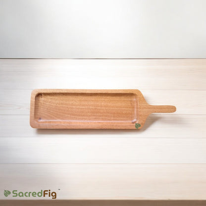 SacredFig Neem Wood Long Platter| Serving Wooden Platter| 15.5×5 in