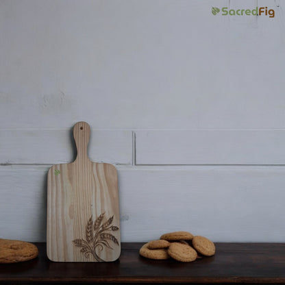 SacredFig Pine Wood Serving Platter & Chopping Board | 16 × 8 in
