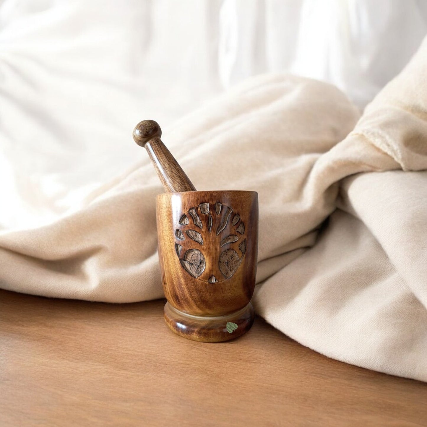 SacredFig Wooden Mortar Set| Okhli Musal for Grinding Spices, Masala Grinder| S,M,L Sizes