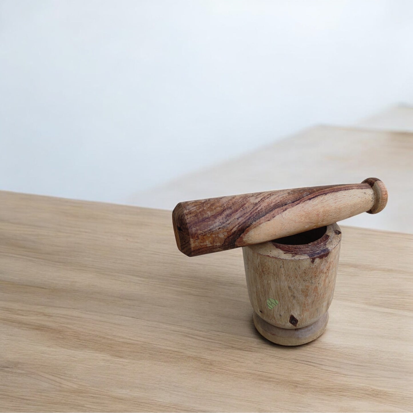 SacredFig Plain Wooden Mortar| Okhli set Plain| Masala Grinder|S,M Sizes