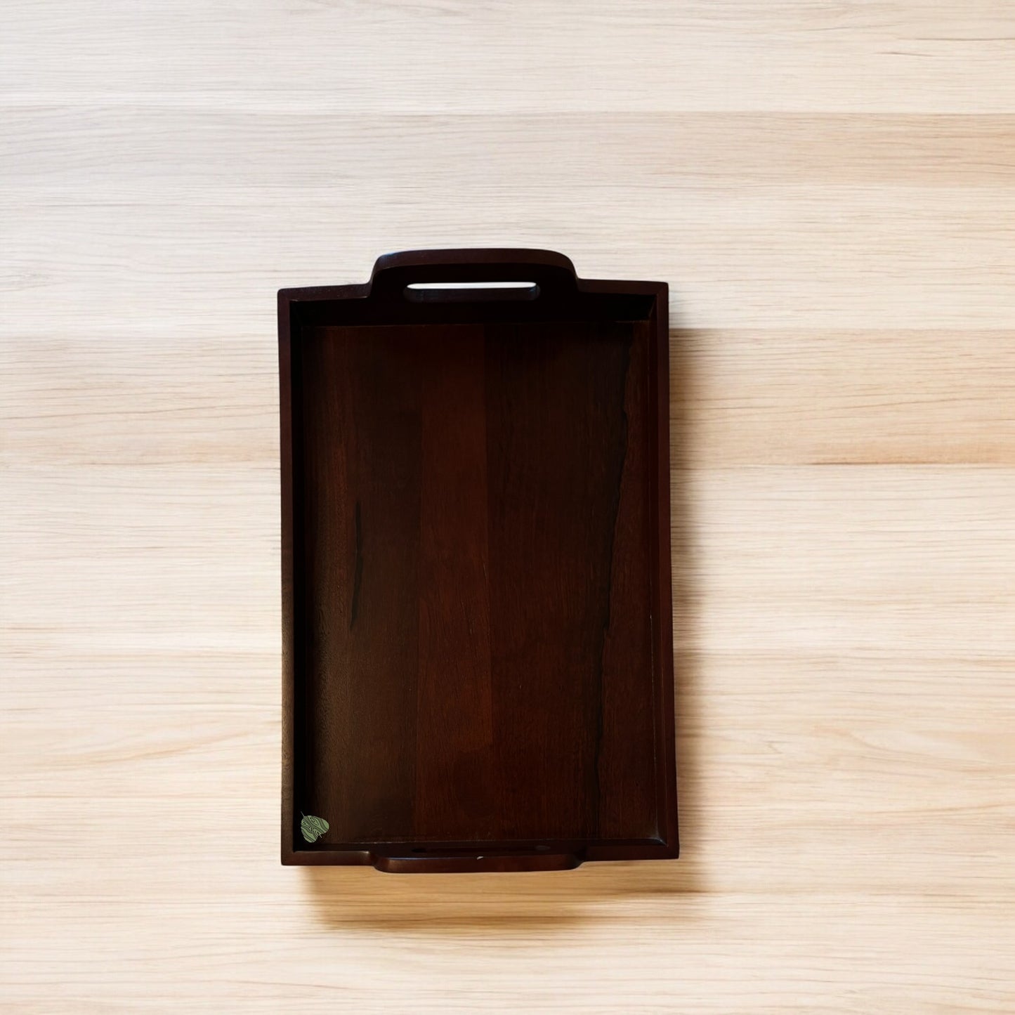 SacredFig Wooden Serving Tray With Handle| Rectangular Serving Tray| For Serving Drinks and Snacks| 18 in