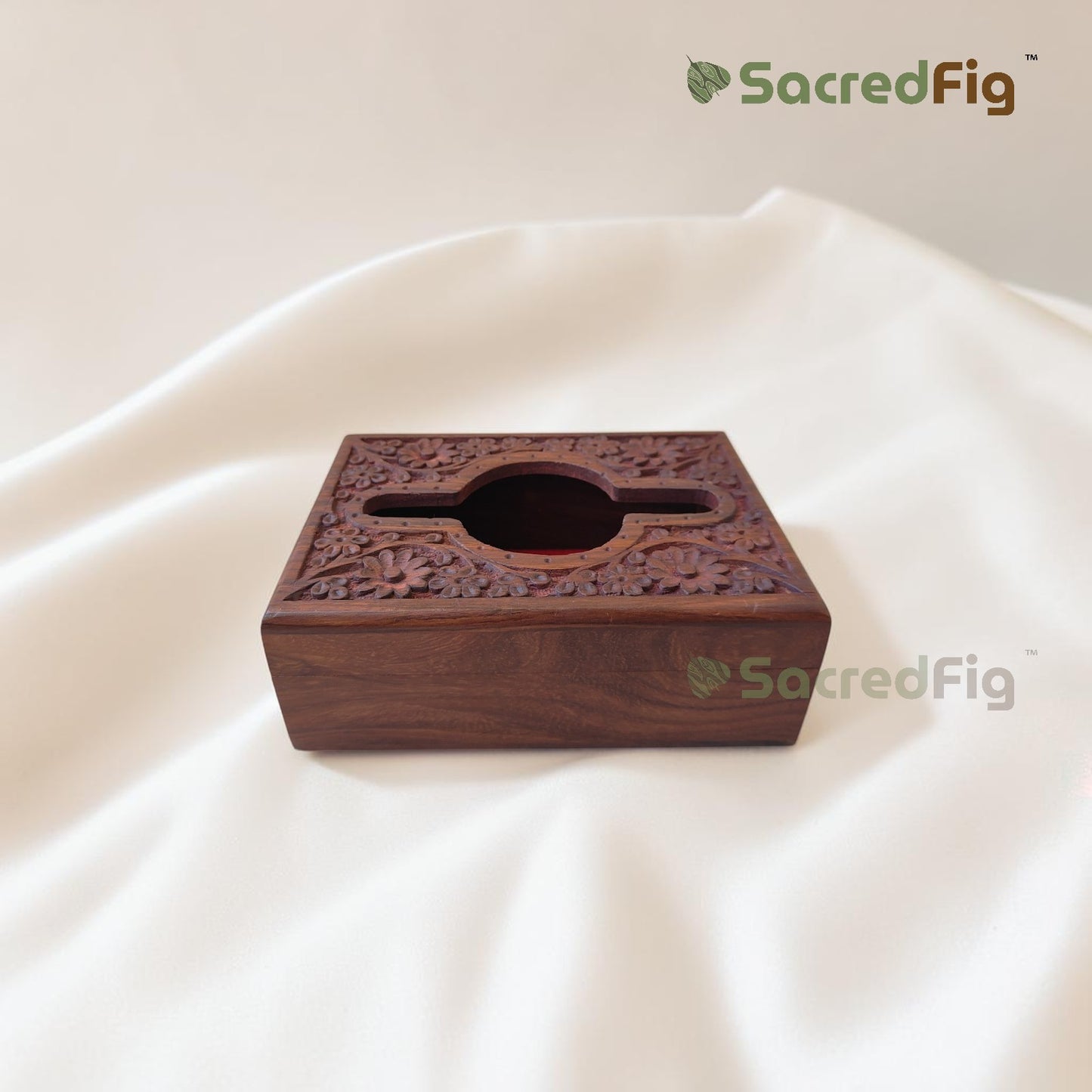 Handcrafted Sheesham Wood Carved Tissue Box Holder – Decorative Wooden Tissue Box Cover for Home & Office