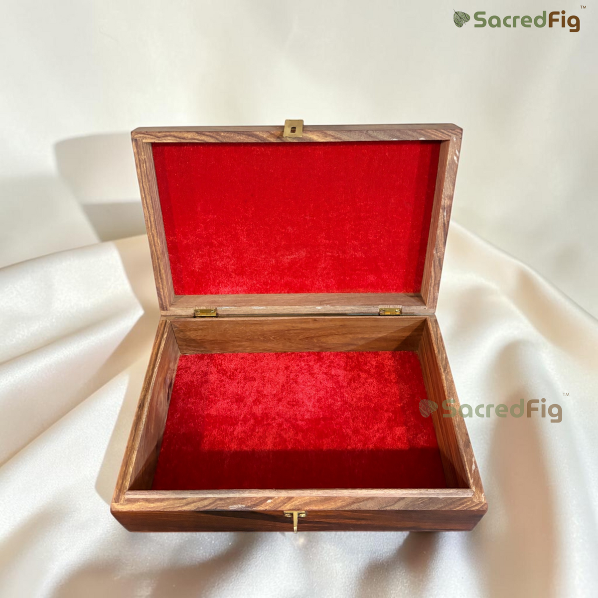 SacredFig Handcrafted Sheesham Wood Vine Gift Box | Elegant Floral Vine Carving Design | Wooden Gift Box for Keepsakes, Jewelry & Storage | 12 x 8 In